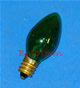 7C7/TRANSPARENT GREEN/130V - 7 Watt C7 Transparent Green Bulb Candelabra (E-12) Brass Base 130 Volt 2-1/8" Maximum Overall Length. 7C7/TG