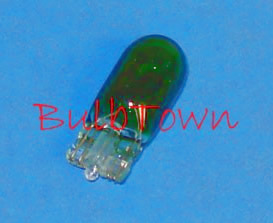  #555G GREEN MINIATURE BULB GLASS WEDGE BASE - 6.3 Volt .25 Amp T3-1/4 Green Glass Wedge Base Miniature Bulb, 0.9 MSCP C-2R Filament Design, 3,000 Average Rated Hours. 1.06" Maximum Overall Length 