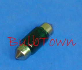  #3175G GREEN MINIATURE BULB FESTOON SV8.5MM BASE - 12.0 Volt 0.83 Amp Painted Green T-3 1/4 Festoon Cap, SV8.5mm Base, C-8 Filament Design, 400 Average Rated Hours, 1.22" Maximum Overall Length 