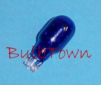  #918B BLUE MINIATURE BULB GLASS WEDGE BASE - 12.8 Volt .75 Amp Painted Blue T5 Glass Wedge Base, 6.5 MSCP C-2R Filament Design. 1,000 Average Rated Hours, 1.49" Maximum Overall Length 
