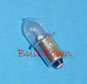 #PR20 FLASHLIGHT BULB P13.5S BASE - 8.63 Volt 0.50 Amp B-3-1/2 Single Contact Miniature Flanged Base (P13.5S), C-2R Filament Design, 5.0 MSCP. 15 Average Rated Hours, 1.25" Maximum Overall Length, 0.45" Maximum Overall Diameter. Typically found in flashlights using seven "D" cell batteries. #PR20