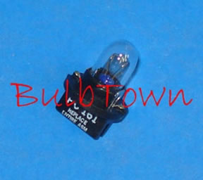  #PC161 MINIATURE BULB PRINTED CIRCUIT BASE - 14 Volt .19 Amp T3-1/4 Printed Circuit Base Miniature Bulb, 2.66 MSCP C-2F Filament Design, 4,000 Average Rated Hours. 1.11" Maximum Overall Length 