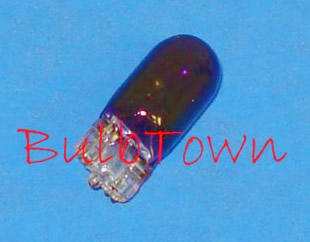#194P PURPLE MINIATURE BULB GLASS WEDGE BASE - 14 Volt 0.27 Amp Miniature Wedge Base Painted Blue Bulb, C-2F Filament Design. 2,500 Average Rated Hours, 1.06" Maximum Overall Length. #194P 