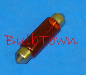 #211-2/A T-3 AMBER FESTOON SV8.5MM BASE - 12.8 Volt 0.97 Amp T-3 Painted Amber Festoon, 12.0 MSCP, Double End Cap (SV8.5mm) Base C-8 Filament Design. 1,000 Average Rated Hours, 1.72" Maximum Overall Length