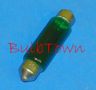  #211-2/G T-3 GREEN FESTOON SV8.5MM BASE - 12.8 Volt 0.97 Amp T-3 Painted Green Festoon, 12.0 MSCP, Double End Cap (SV8.5mm) Base C-8 Filament Design. 1,000 Average Rated Hours, 1.72" Maximum Overall Length 