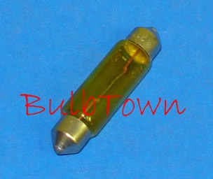  #211-2/Y T-3 YELLOW FESTOON SV8.5MM BASE - 12.8 Volt 0.97 Amp T-3 Painted Yellow Festoon, 12.0 MSCP, Double End Cap (SV8.5mm) Base C-8 Filament Design. 1,000 Average Rated Hours, 1.72" Maximum Overall Length 