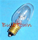  4C7/CL/130V E12 BASE - 4 Watt C7 Clear Candelabra (E12) Brass Base, 130 Volt, C-7A Filament Design. 3,000 Average Rated Hours, 2.3" Maximum Overall Length 