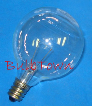  6G16-1/2 24 VOLT CLEAR GLOBE E12 BASE - 24 Volt 0.25 Amp Clear G16-1/2 Candelabra Screw (E-12) Base 