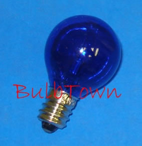 5G-9 1/2/C/24 VOLT TRANSPARENT BLUE GLOBE E12 BASE - 24 Volt 5.0 Watt Transparent Blue G9-1/2 Globe Candelabra Screw (E-12) Base C-2V Filament Design. 1,500 Average Rated Hours. 1.80" Maximum Overall Length. 1-1/5" Maximum Outer Diameter. 5G-9 1/2 C 24V TB