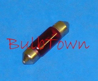  #3021R RED MINIATURE BULB SV7MM BASE - 12 Volt 0.25 Amp 3 Watt 8mm Painted Red Festoon Cap Base, C-8 Filament Design, 2.0 MSCP. 1,000 Average Rated Hours, 1.14" Maximum Overall Length 
