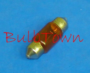 #3175A AMBER MINIATURE BULB FESTOON SV8.5MM BASE - 12.0 Volt 0.83 Amp Painted Amber T-3 1/4 Festoon Cap, SV8.5mm Base, C-8 Filament Design, 400 Average Rated Hours, 1.22" Maximum Overall Length