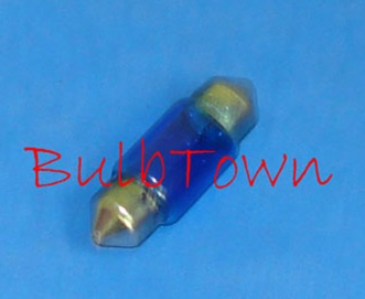  #3175B BLUE MINIATURE BULB FESTOON SV8.5MM BASE - 12.0 Volt 0.83 Amp Painted Blue T-3 1/4 Festoon Cap, SV8.5mm Base, C-8 Filament Design, 400 Average Rated Hours, 1.22" Maximum Overall Length 