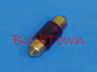  #3175P PURPLE MINIATURE BULB FESTOON SV8.5MM BASE - 12.0 Volt 0.83 Amp Painted Purple T-3 1/4 Festoon Cap, SV8.5mm Base, C-8 Filament Design, 400 Average Rated Hours, 1.22" Maximum Overall Length 