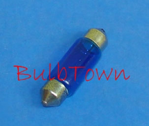 #3423B BLUE MINIATURE BULB FESTOON CAP BASE - 12.0 Volt 0.42 Amp 5 Watt Painted Blue T-4 Festoon Cap Base 4.00 MSCP, C-8 Filament Design, 500 Average Rated Hours, 1.46" Maximum Overall Length