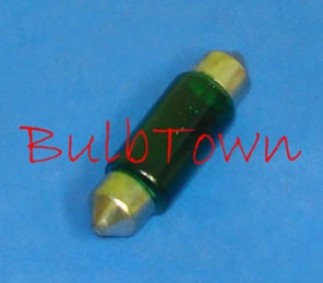  #3423G GREEN MINIATURE BULB FESTOON CAP BASE - 12.0 Volt 0.42 Amp 5 Watt Painted Green T-4 Festoon Cap Base 4.00 MSCP, C-8 Filament Design, 500 Average Rated Hours, 1.46" Maximum Overall Length 