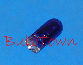 #194B BLUE MINIATURE BULB GLASS WEDGE BASE - 14 Volt 0.27 Amp Miniature Wedge Base Painted Blue Bulb, C-2F Filament Design. 2,500 Average Rated Hours, 1.06" Maximum Overall Length. #194B