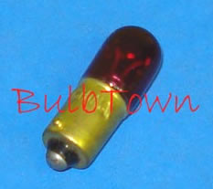 #44R RED MINIATURE BULB BA9S BASE - 6.3 Volt .25 Amp T3-1/4 Miniature Bayonet (BA9S) Base, 0.9 MSCP C-2R Filament Design. 1.19" Maximum Overall Length. 3,000 Average Rated Hours. #44R