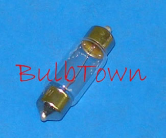 #6418 MINIATURE BULB SV8.5MM BASE - 12.0 Volt 0.4 Amp 10MM Festoon 4.8 Watt SV8.5mm Base, C-8 Filament Design, 3.58 MSCP. 350 Average Rated Hours, 1.38" Average Overall Length