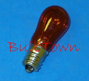 6S6/TA/32V TRANSPARENT AMBER MINIATURE BULB E12 BASE - 6 Watt S6 Transparent Amber Candelabra (E12) Base 32 Volt 0.00 MSCP, C-2V Filament Design. 1,500 Average Rated Hours, 1.88" Maximum Overall Length. 6S6/TA/32V