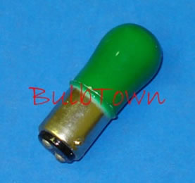 6S6DC/CG/120V CERAMIC GREEN MINIATURE BULB BA15D BASE - 6 Watt S6 Ceramic Green Double Contact (BA15d) Base 120 Volt, C-6 Filament Design. 1,500 Average Rated Hours, 1.82" Maximum Overall Length