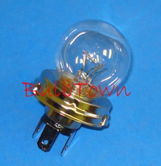 #7951 MINIATURE BULB P45T BASE - 12 Volt 45/40 Watt S13 P45T Base, 48/38 MSCP C-2F Filament Design. 75/150 Average Rated Hours, 3.23" Maximum Overall Length, 1-5/8" Maximum Outer Diameter