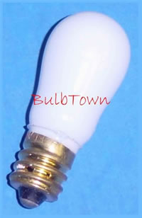 6S6/WHITE/130V MINIATURE BULB E12 BASE - 6 Watt S6 Ceramic White Candelabra (E12) Base 130 Volt. 1,500 Average Rated Hours, 1-7/8" Maximum Overall Length. 6S6/White 