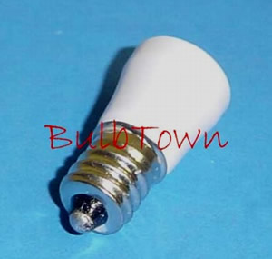 T5.5 6V-28V WHITE L.E.D. MINIATURE BULB E12 BASE - White L.E.D. T5-1/2 Candelabra (E12) Screw Base 6 Volt-28 Volt AC/DC. 100,000 Average Rated Hours, 1.48" Maximum Overall Length, 0.67" Maximum Overall Diameter